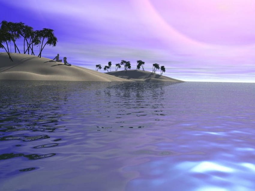 océan violet, art cool, bon travail Fond d'écran HD