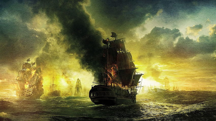 Karayip korsanları fantezi sanatı okyanus deniz gemileri kalyon yangın savaşı savaşları. HD duvar kağıdı