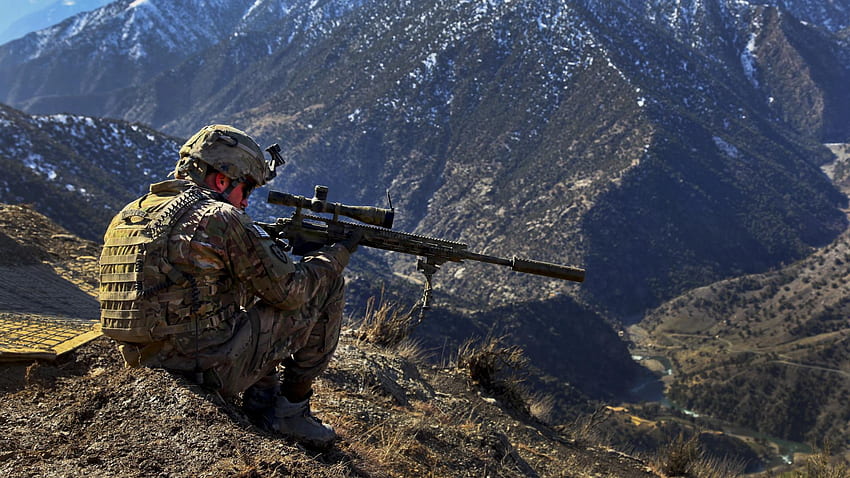 Military afghanistan us army remington xm2010 multicam HD wallpaper