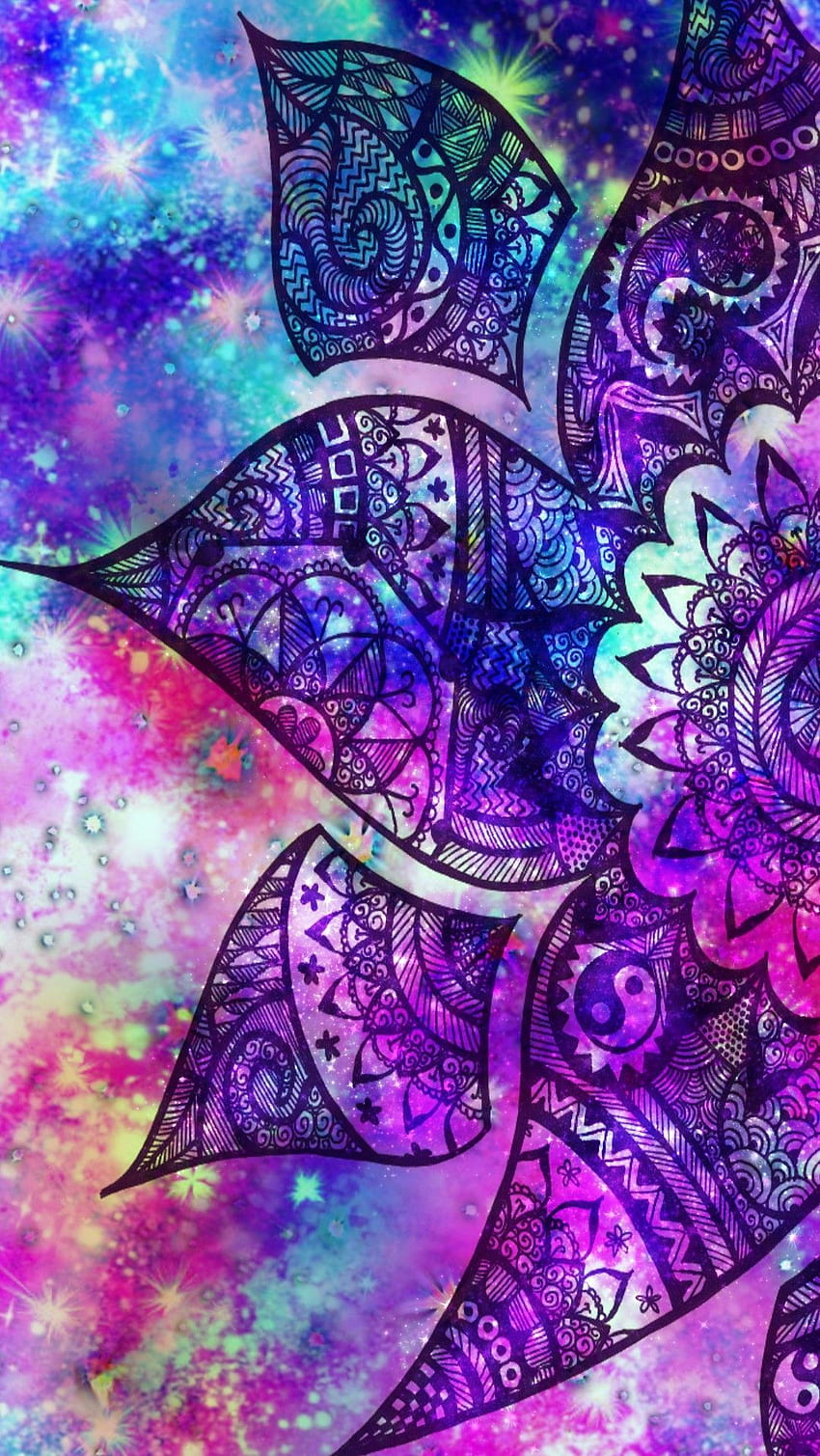 Flower Mandala Galaxy, hecho por mí fondo de pantalla del teléfono