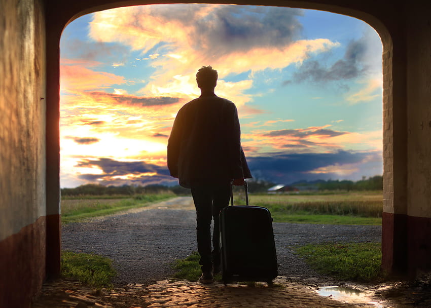 Dawn, , , Journey, Human, Person, Suitcase HD wallpaper
