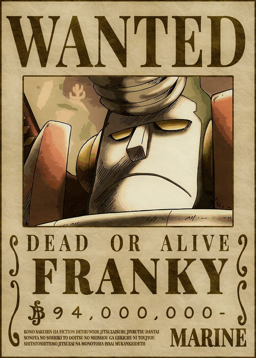 Impresión de póster de Franky Bounties Anime & Manga. carteles metálicos - Displate. Recompensas de una pieza, Cómic de una pieza, Dibujo de una pieza, Bounty Franky fondo de pantalla del teléfono