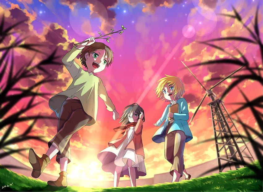 Anime Girls Shingeki Kyojin Mikasa Ackerman Eren - Attack On Titan All iPhone, Armin Attack On Titan Chibi Tapeta HD