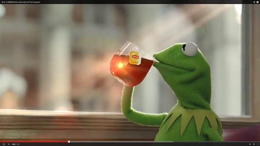 Kermit der Frosch nippt lässig an einem Tee HD-Hintergrundbild