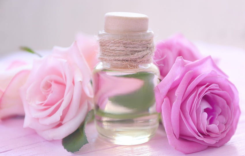 olej, róże, perfumy, butelka, aromat, róże, perfumy, olej, butelka, aromat do , sekcja разное, Aromatyczny Tapeta HD