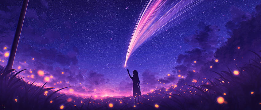 Anime Girl and Cool Starry Sky Resolution , Anime , , und Background, Purple Anime Cool HD-Hintergrundbild