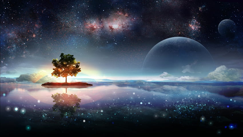 planetscape, Sci fi, planet, landscape, space, art, artwork / and mobile background HD-Hintergrundbild