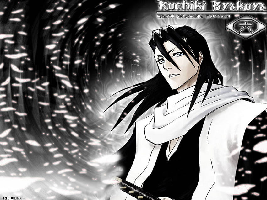 Byakuya, white, black, anime, boy HD wallpaper