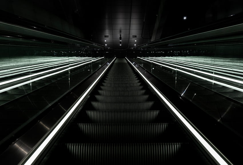 Karanlık, Merdiven, İniş, Yürüyen Merdiven HD duvar kağıdı