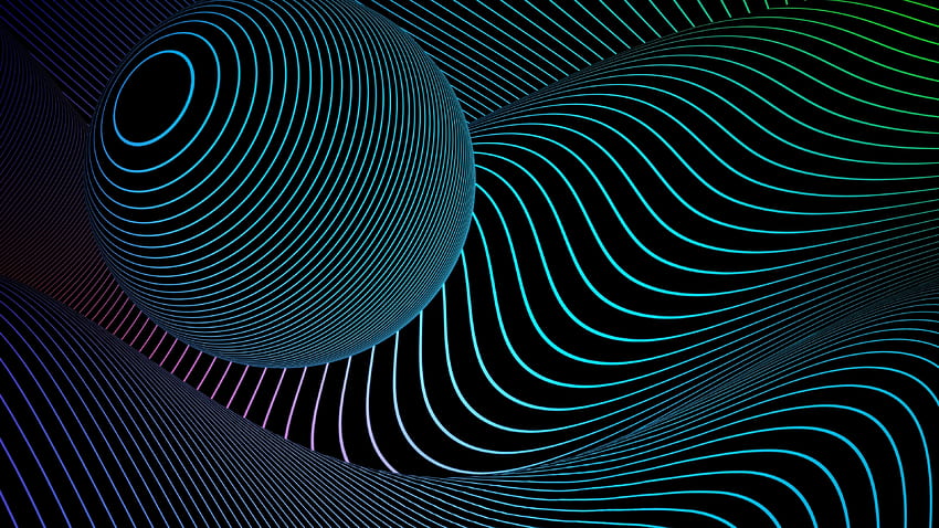 3D 次元の球、線、曲線、抽象 高画質の壁紙