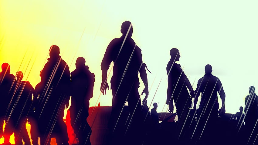 Dying Light, gioco di sopravvivenza, uomini, silhouette Sfondo HD