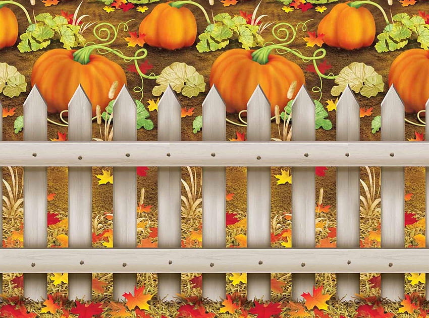 Pumpkin Patch, zucche, foglie, recinto, Autunno, Halloween, zucca, Autunno Sfondo HD
