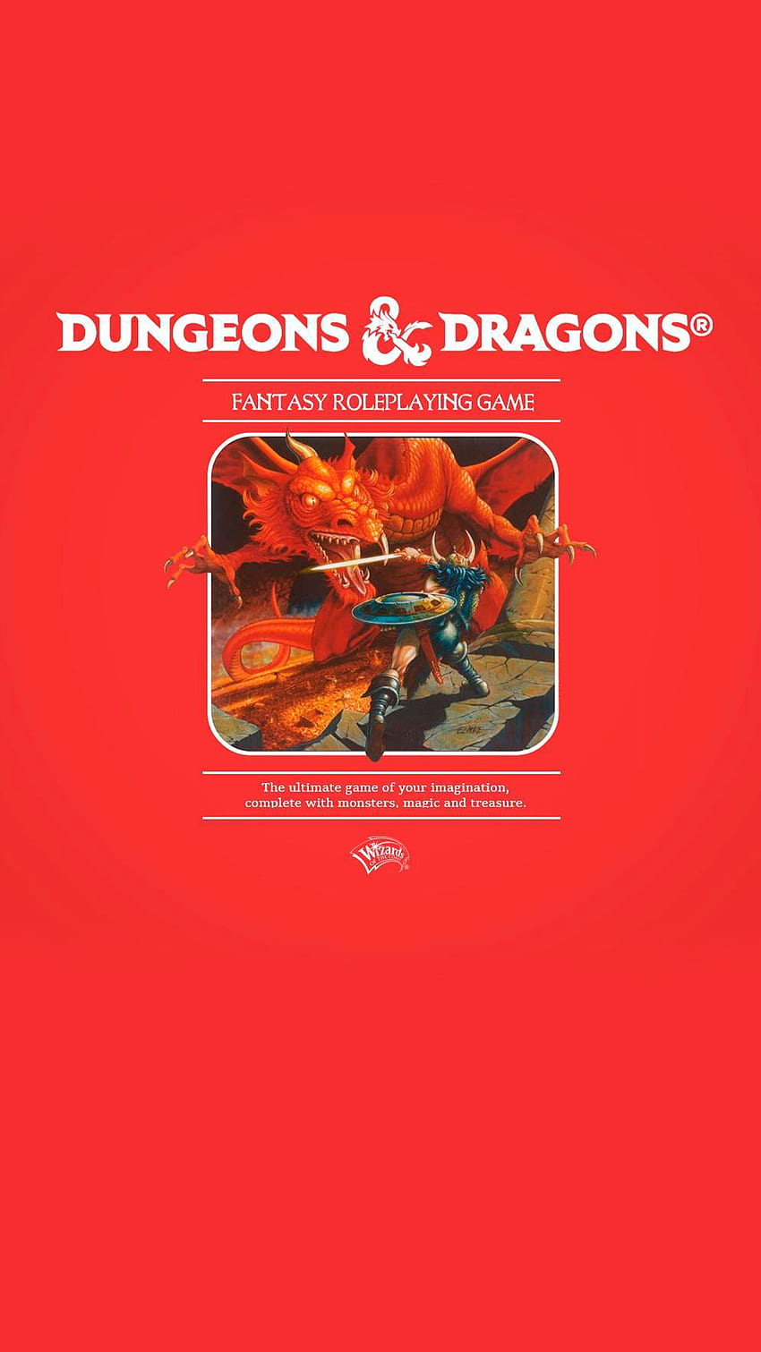 Copertina dell'edizione DND, d20, ruolo, gioco da tavolo, dungeon, dadi, prima edizione, drago, draghi Sfondo del telefono HD