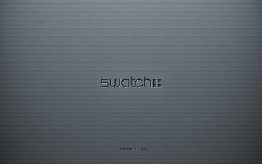 Swatch-Logo, grauer kreativer Hintergrund, Swatch-Emblem, graue Papierstruktur, Swatch, grauer Hintergrund, Swatch-3D-Logo HD-Hintergrundbild