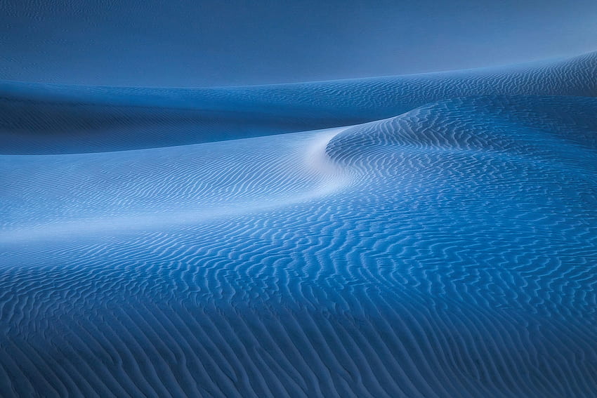 青い砂漠、砂丘、風景 高画質の壁紙