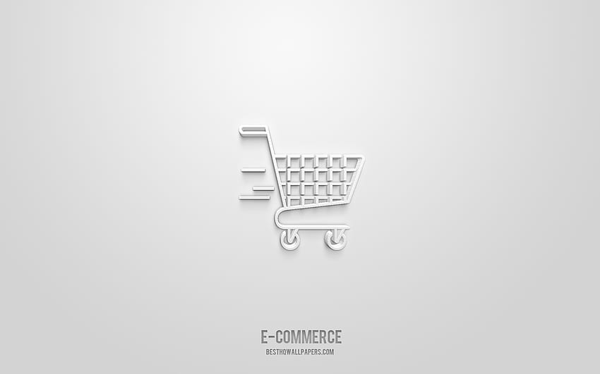 ikona e-commerce 3d, białe tło, symbole 3d, e-commerce, ikony sieci, ikony 3d, znak e-commerce, sieci ikony 3d Tapeta HD