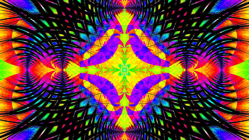 Formas coloridas de caleidoscópio Abstração padrão Fractal Abstrato papel de parede HD