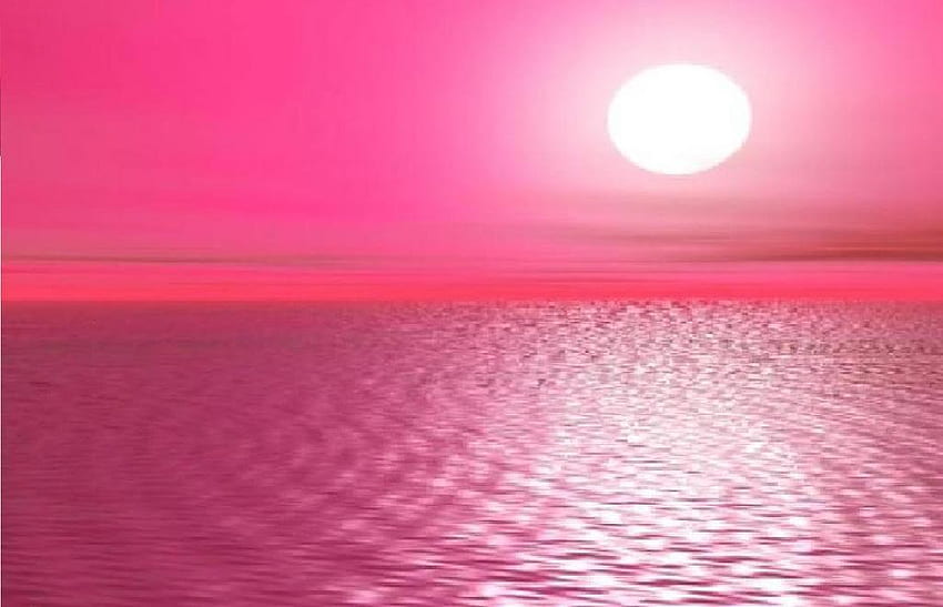 Moon, pink, abstract, water HD wallpaper