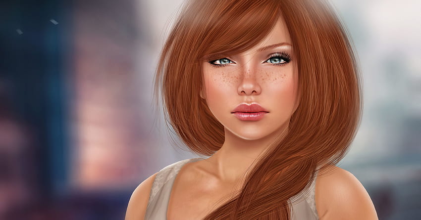 Art, Girl, Redhead, Makeup, Freckles HD wallpaper
