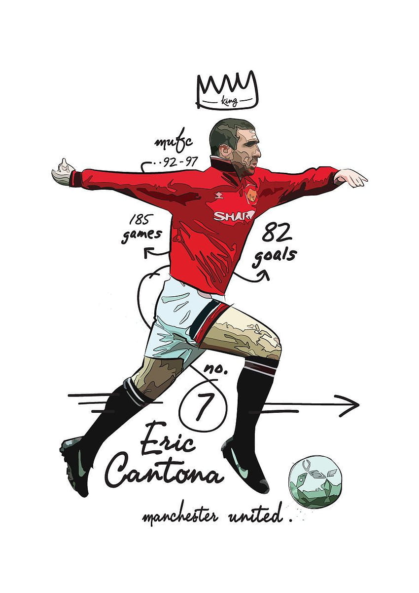 Conception de Kieran Carroll. Légendes de Manchester United, Eric Cantona, Manchester United Fond d'écran de téléphone HD