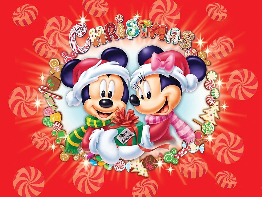 Cudowne Boże Narodzenie Disneya. Szczęśliwego Nowego Roku Pozdrowienia, Myszka Miki Szczęśliwego Nowego Roku Tapeta HD