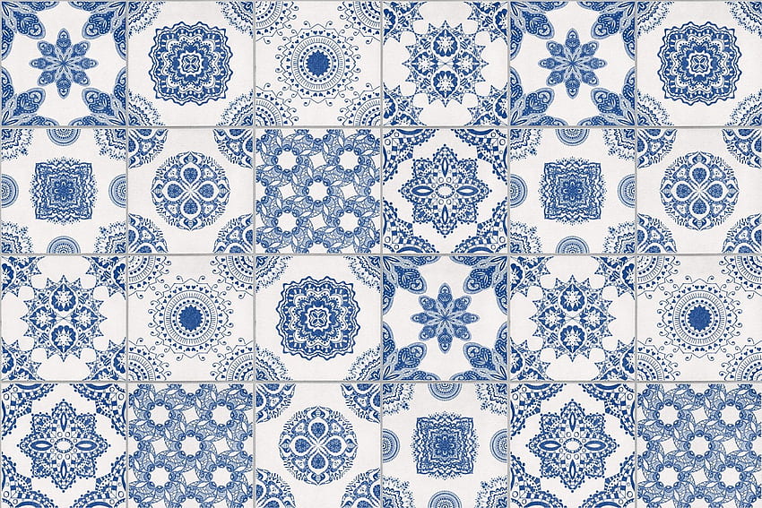 Blue And White Tile Kitchen. Return Day Property HD wallpaper
