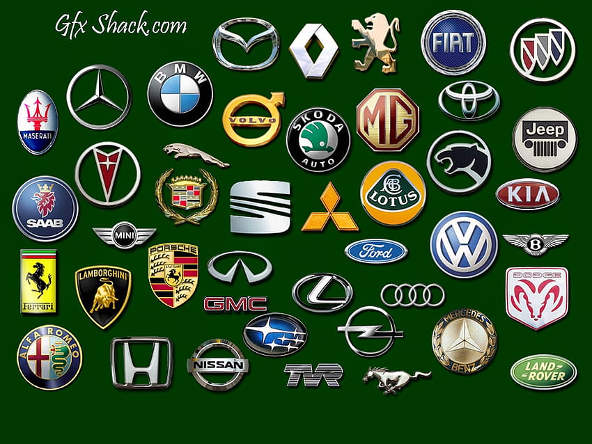 Samochody pokazują loga: znane logo firm samochodowych, marki samochodów Tapeta HD