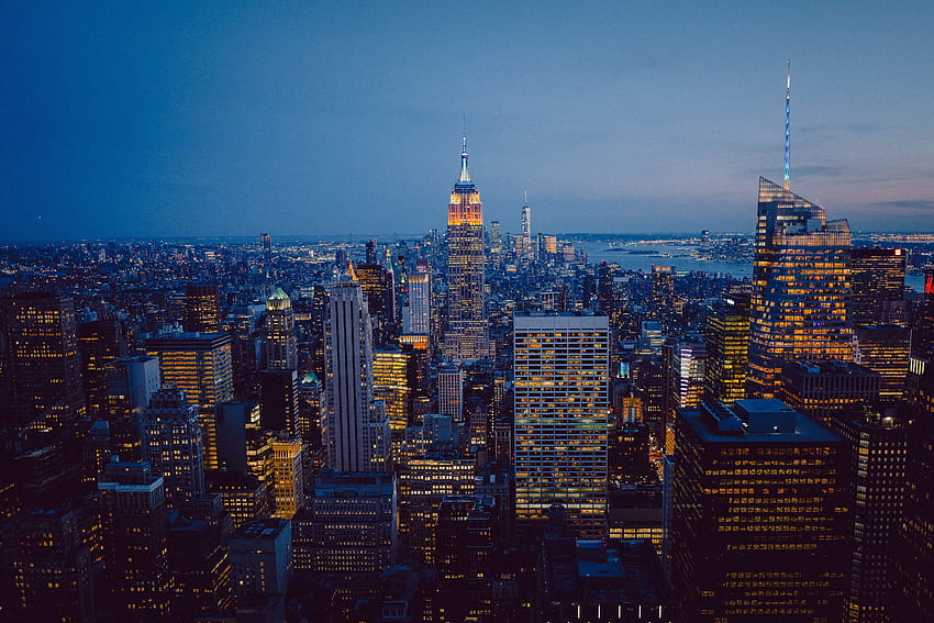 Град, Ню Йорк, вечер, градски пейзаж, метрополия HD тапет