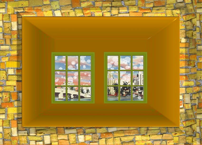 Niezidentyfikowane zjawiska powietrzne, pomarańcze, zieleń, kolor żółty, brąz, okna, pokój Tapeta HD