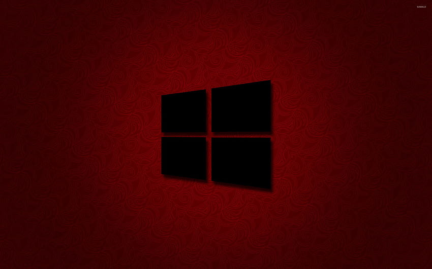 Czarne logo systemu Windows 10 na czerwono — komputer, system Windows 1.0 Tapeta HD