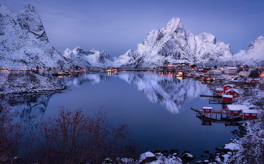 Lofoten Norwegen, Winter, Lofoten, Schnee, Norwegen HD-Hintergrundbild