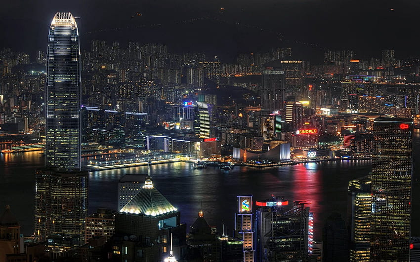 Kota, Malam, Kota, Pencakar Langit, Neon, Cina, Hong Kong, Hong Kong S.a.r Wallpaper HD