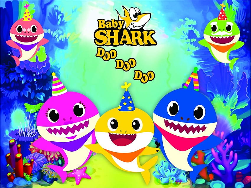 Painel Festa Mega Banner Baby Shark Fundo Do Mar Tapeta HD