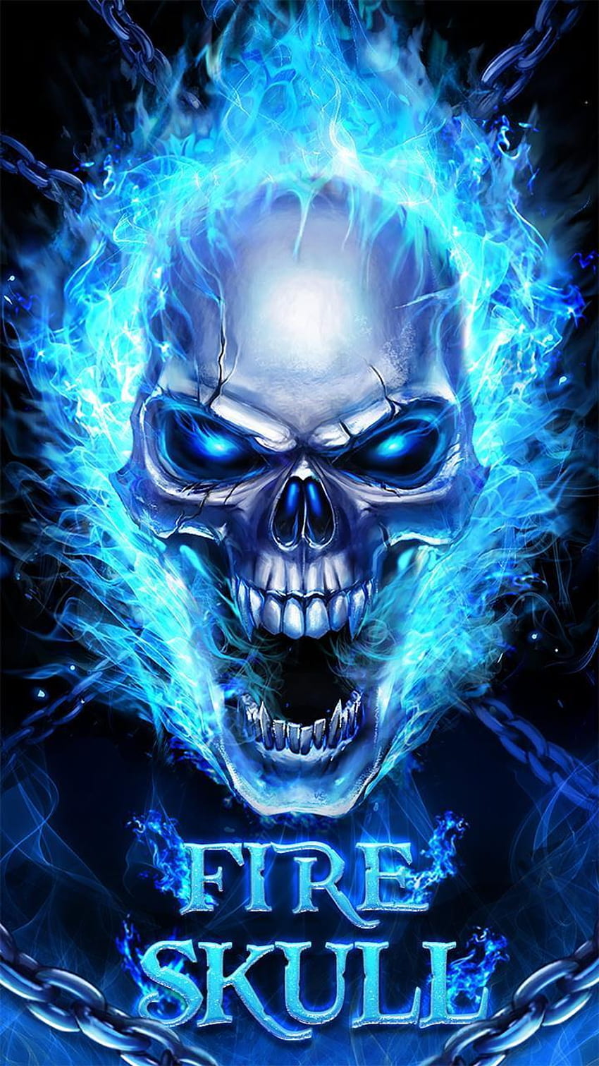 Blue Fire Skull Bone Live for Android, Tengkorak HD phone wallpaper