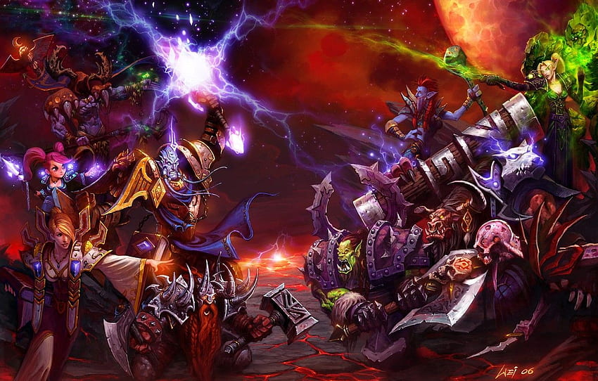 battle, weapons, race, wow, world of warcraft, alliance vs Horde for , section игры HD wallpaper
