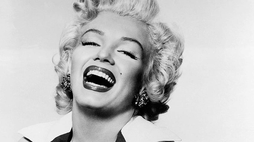 Marilyn Monroe, branca, negra, loira, sorriso, bw, menina, atriz, mulher, rosto papel de parede HD
