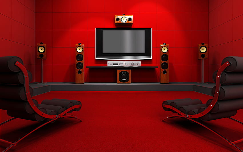 red, Room, With, Home, Cinema / and Mobile HD wallpaper
