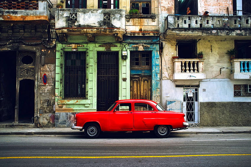 auto, automóvil, edificios, coche, ciudad, clásico, cuba, Vintage City fondo de pantalla