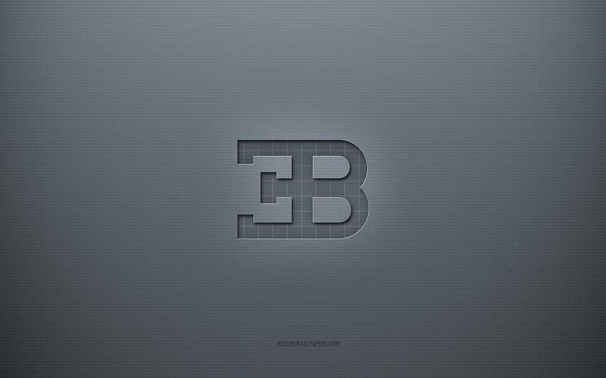 Bugatti logo, gray creative background, Bugatti emblem, gray paper texture, Bugatti, gray background, Bugatti 3d logo HD wallpaper