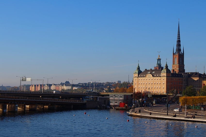 Estocolmo, Agua, Casa, Azul, Cielo fondo de pantalla