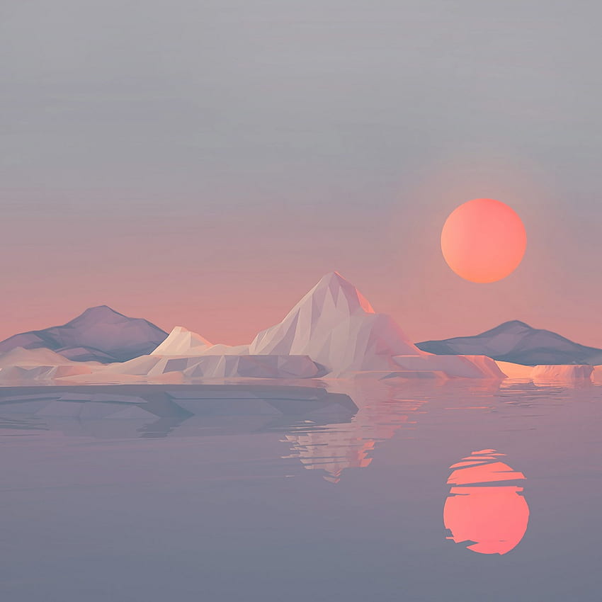 빙산 미니멀리스트, 북극의 일몰 HD 전화 배경 화면