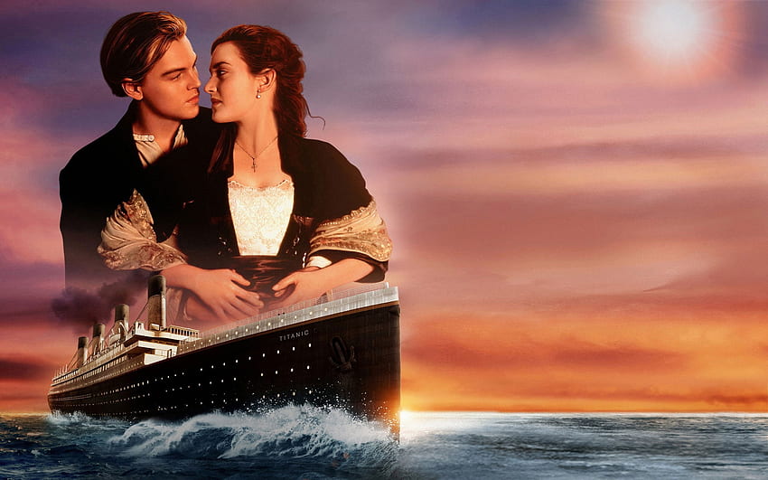 Titanic , Verliebtes Paar, Leonardo DiCaprio, Kate Winslet, Sonnenuntergang • Für Sie, Kate Winslet Titanic HD-Hintergrundbild