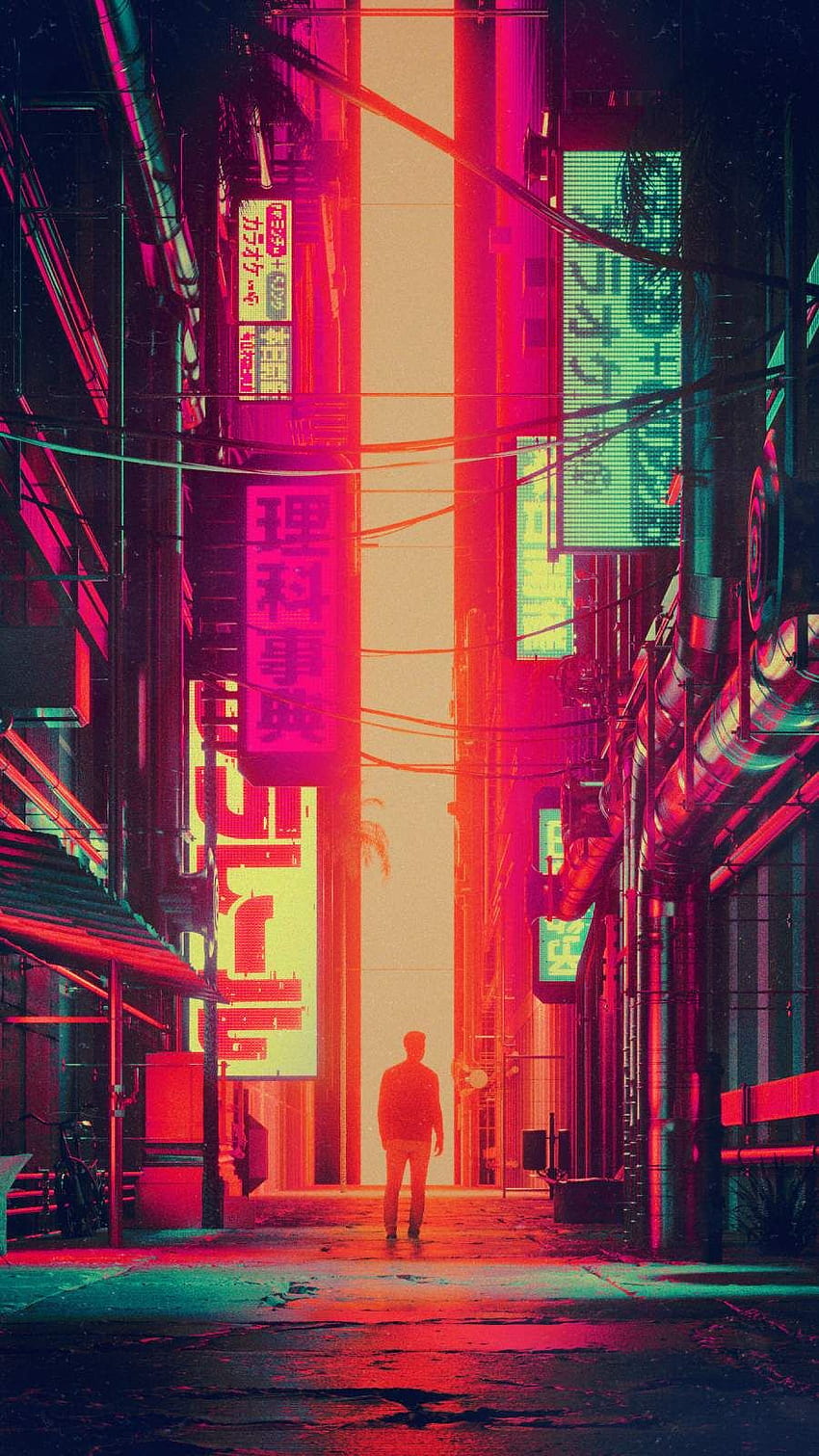 японски iphone, червено, светлина, розово, магента, архитектура, осветление, неон, инфраструктура, улица, нощ HD тапет за телефон