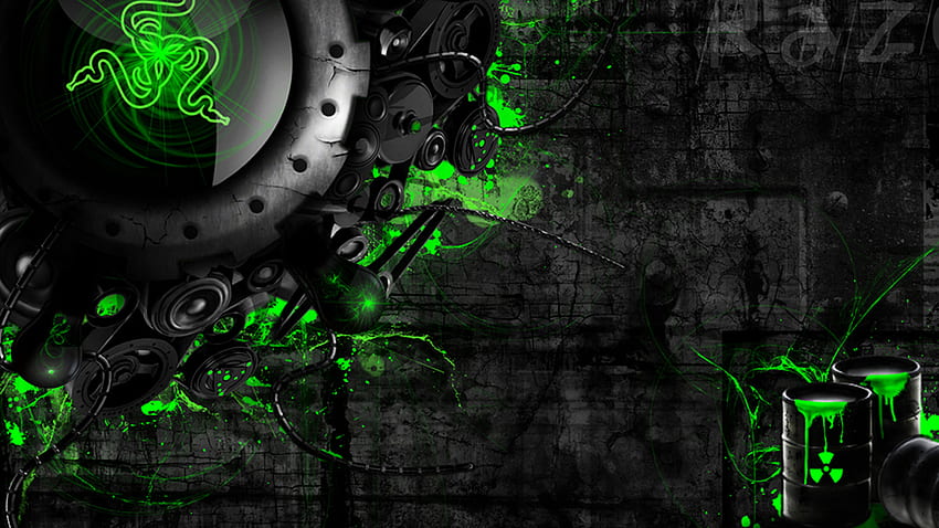 Dark, metal, black, green HD wallpaper