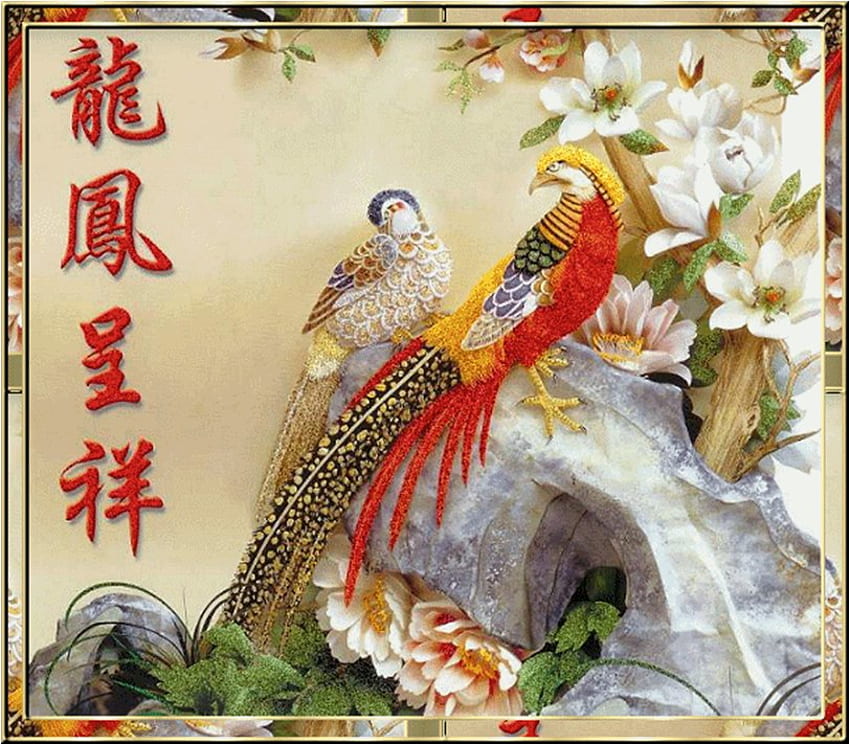 Chinese birds, china, bird, art, painting HD wallpaper