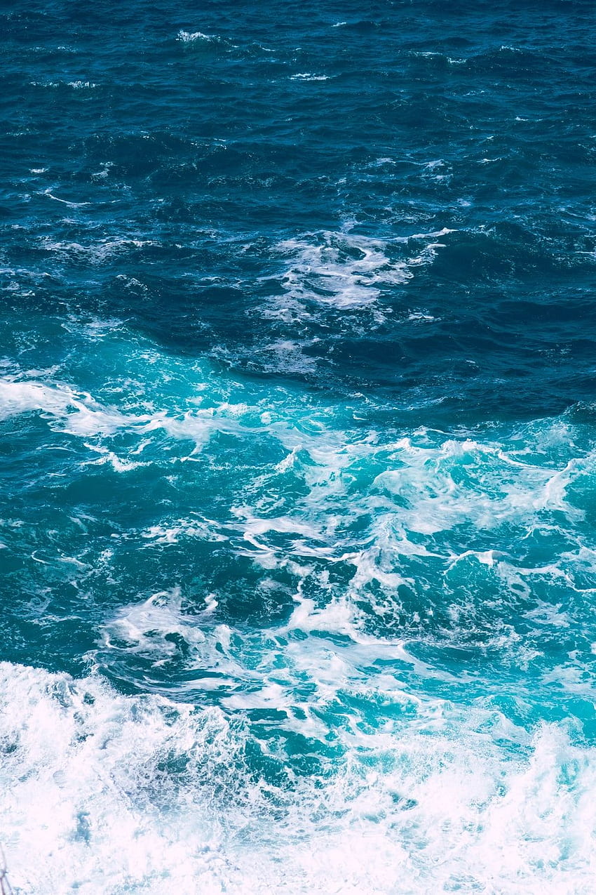 Ozeanwelle in flacher Fokusgrafik – Blau HD-Handy-Hintergrundbild