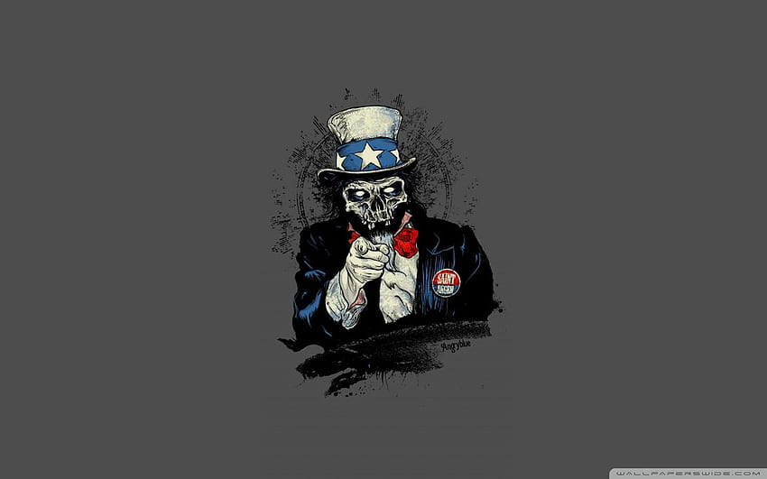 Uncle Sam skeleton illustration, skeleton, gray HD wallpaper