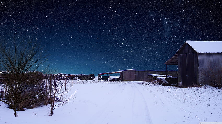 Pemandangan Salju yang Mengesankan dengan Latar Belakang Ultra Langit yang Menakjubkan untuk U TV : Tablet : Smartphone Wallpaper HD