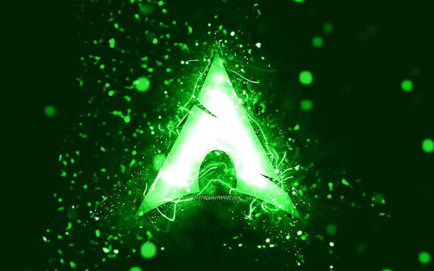 Manjaro green logo, , green neon lights, Linux, creative, green abstract background, Manjaro logo, OS, Manjaro HD wallpaper