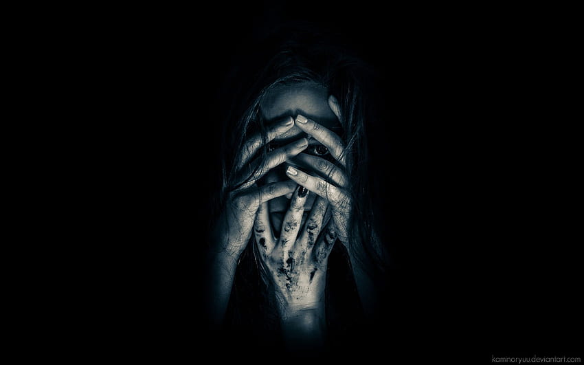 women, horror, creepy, eyes, black, dark, wall, hands - Background HD wallpaper